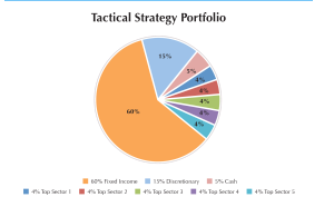 Pie chart showing tactical distribution of a portfolio.